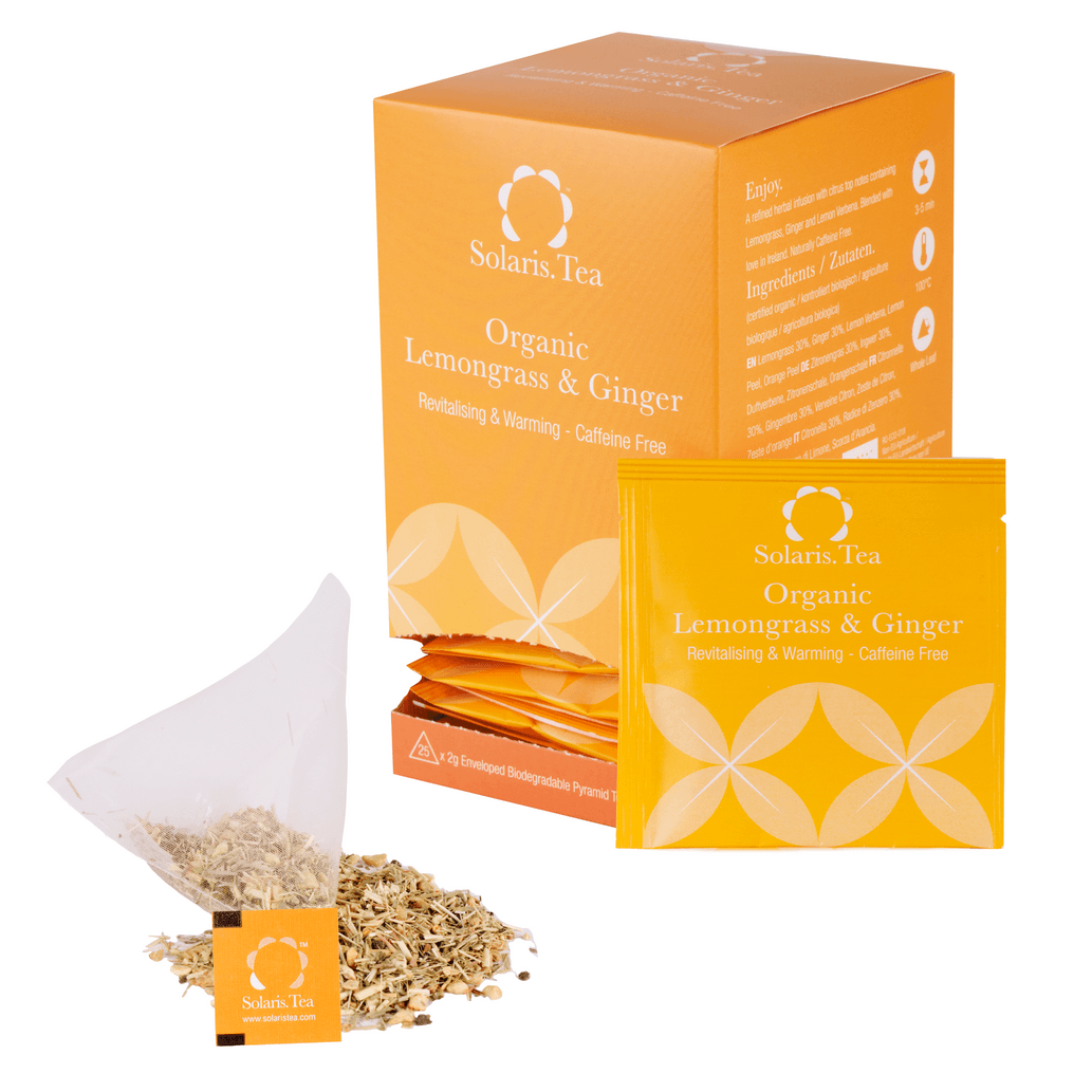 Lemongrass & Ginger Organic Enveloped Pyramid Teabags, 25x2g Solaris Tea