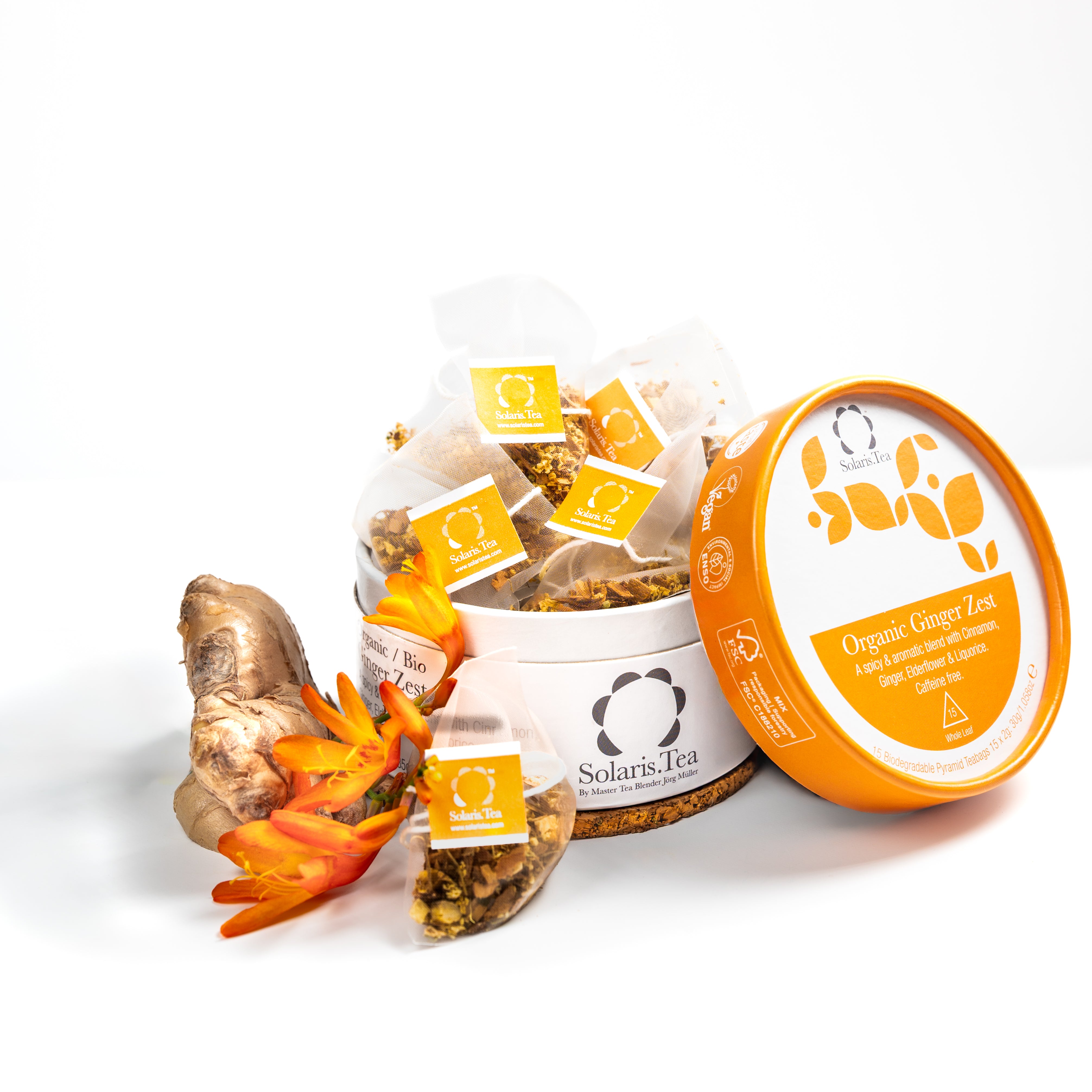 Organic Ginger Zest in Biodegradable Pyramid Teabags 15x2g