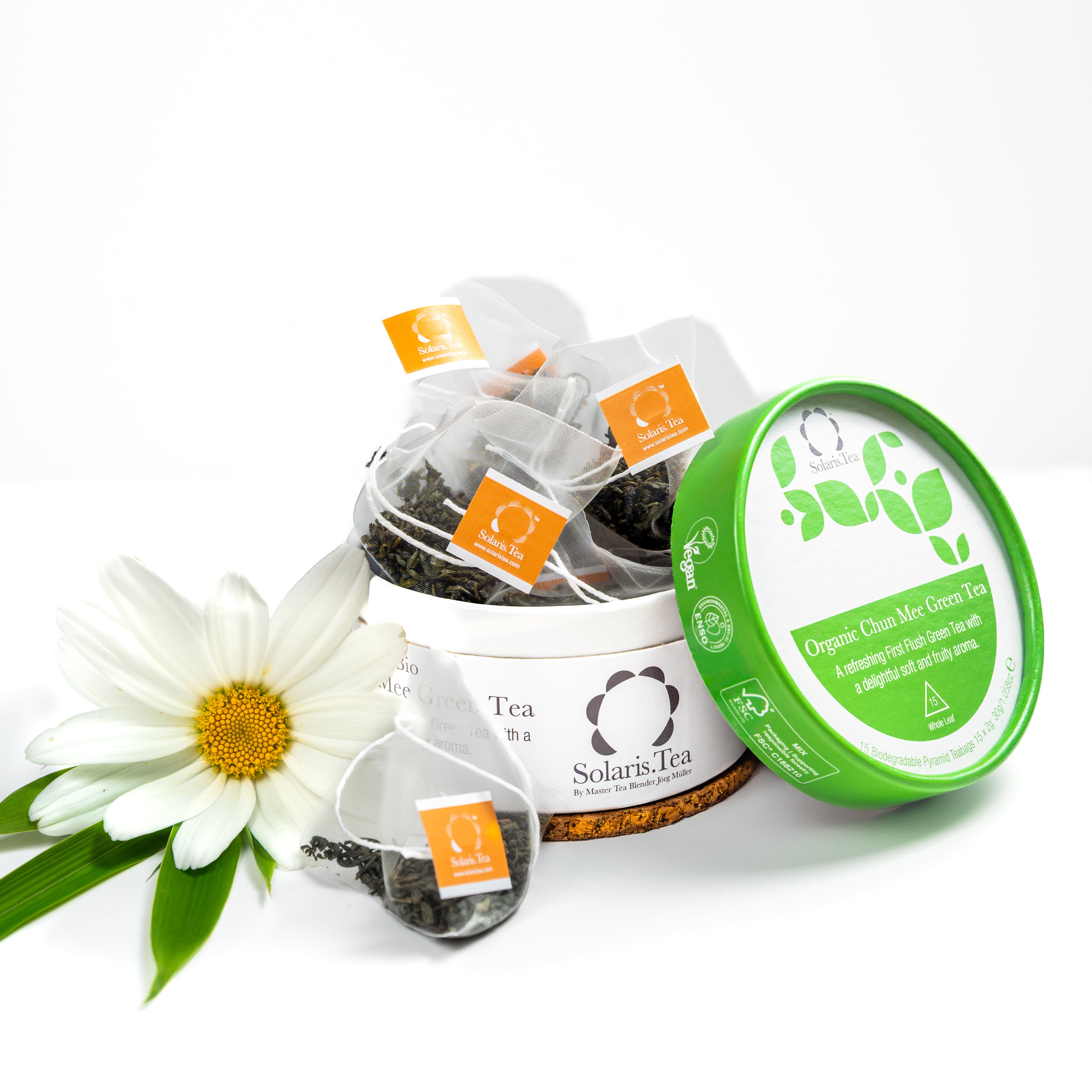 Organic Chun Mee Green Tea in Biodegradable Pyramid Teabags 15x2g