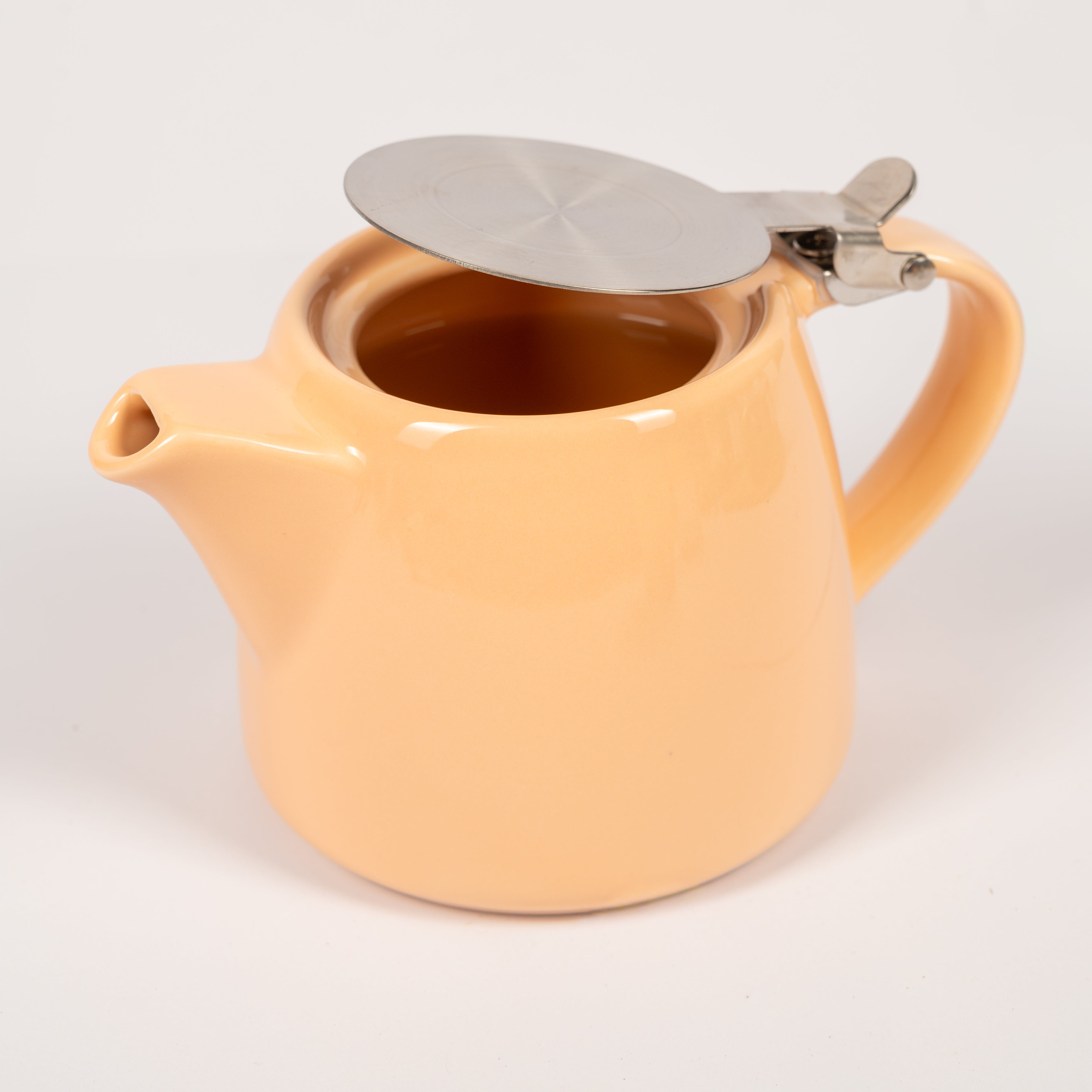 Teapot Ceramic Orange 500ml with Stainless Steel Lid & Infuser