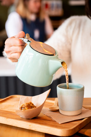 Teapot Ceramic Green 500ml with Stainless Steel Lid & Infuser