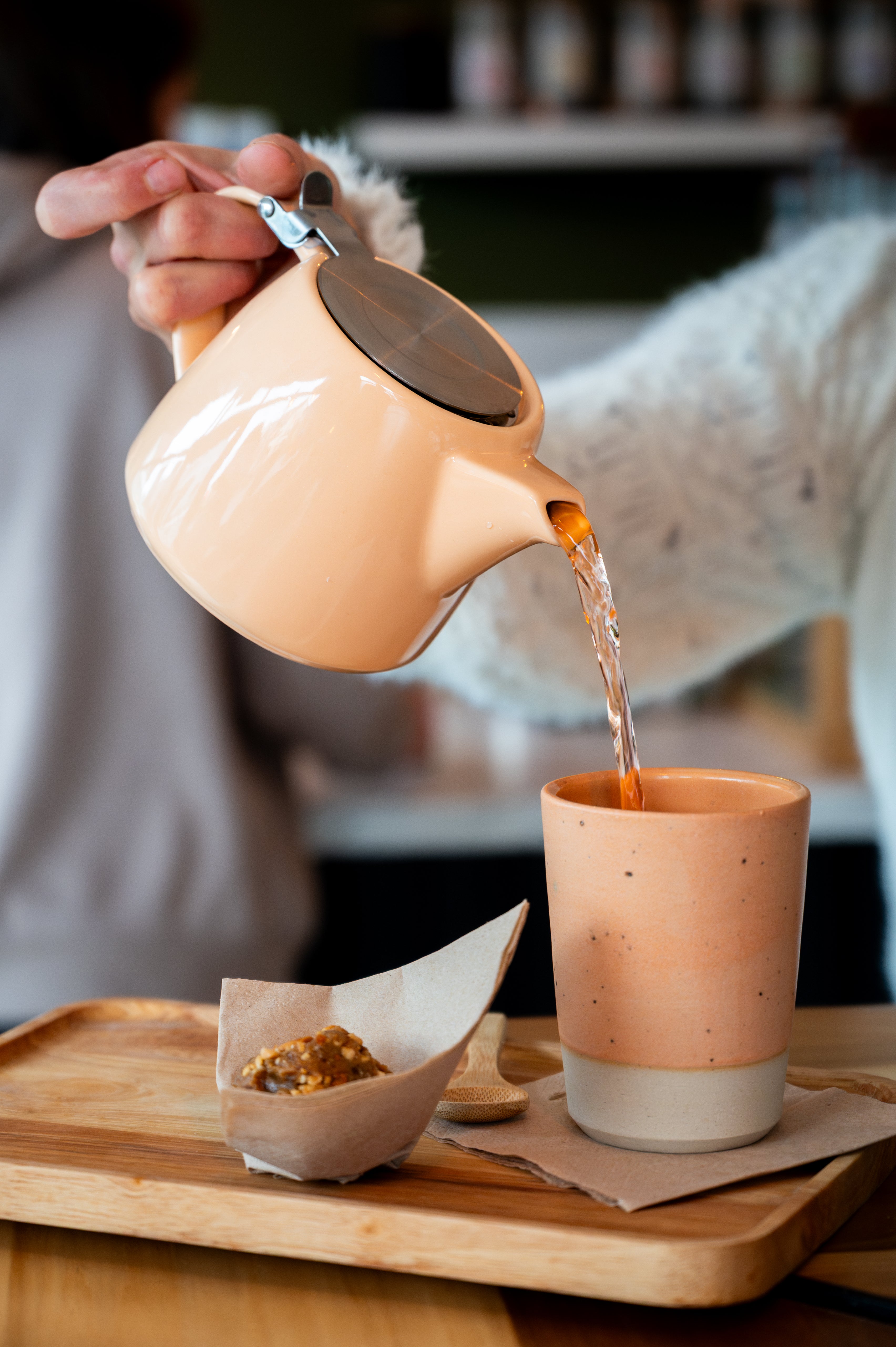 Teapot Ceramic Orange 500ml with Stainless Steel Lid & Infuser