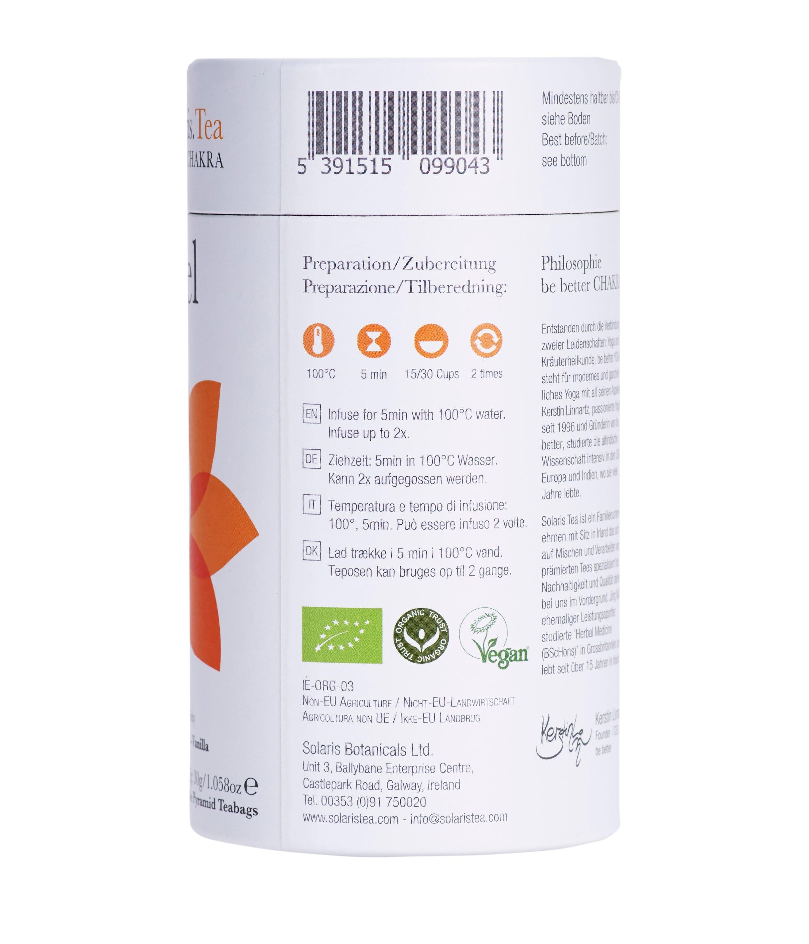 I Feel - Sacral Chakra Organic Pyramid Teabags - Solaris Tea