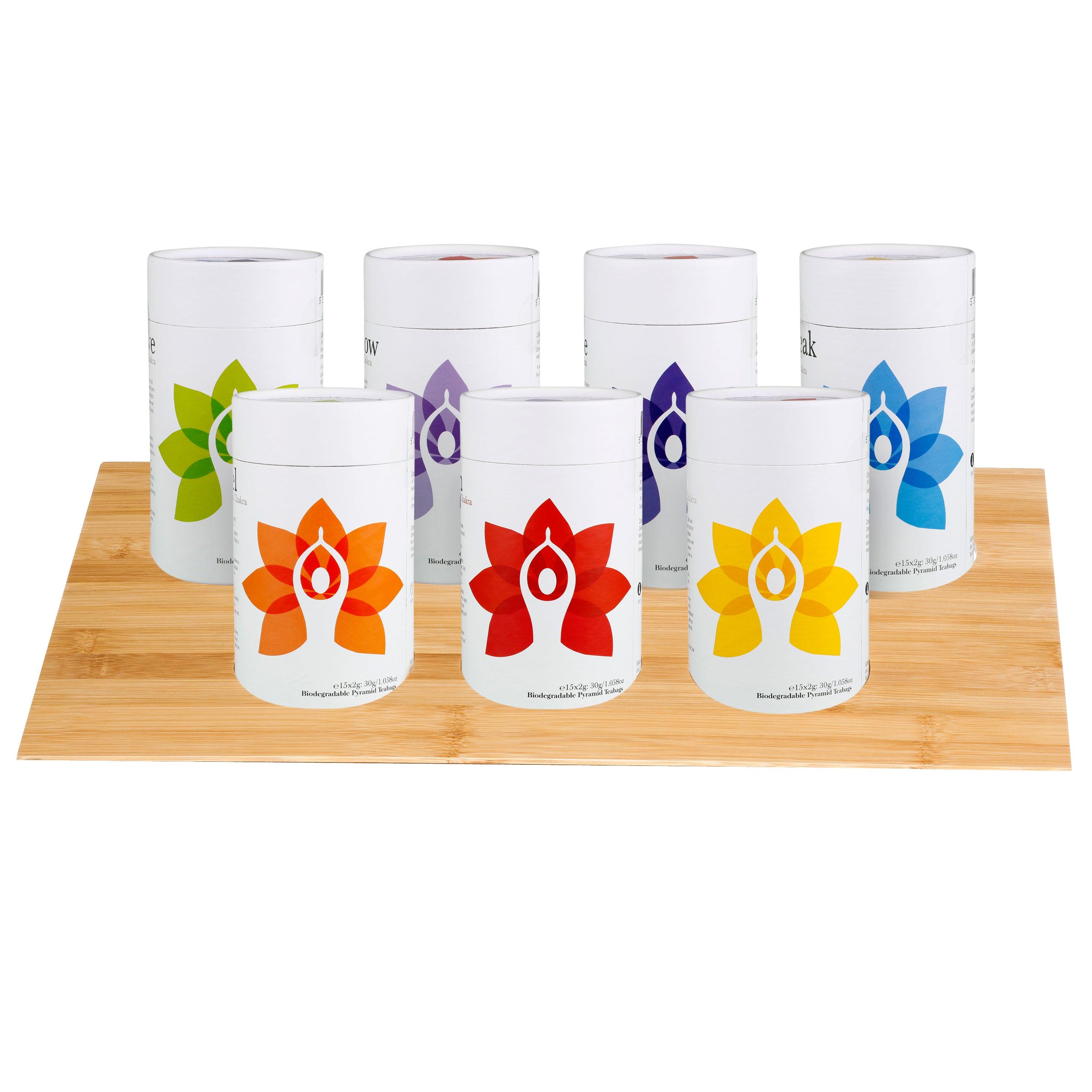 Bamboo Display 7 slots for 100g Cylinders - Solaris Tea