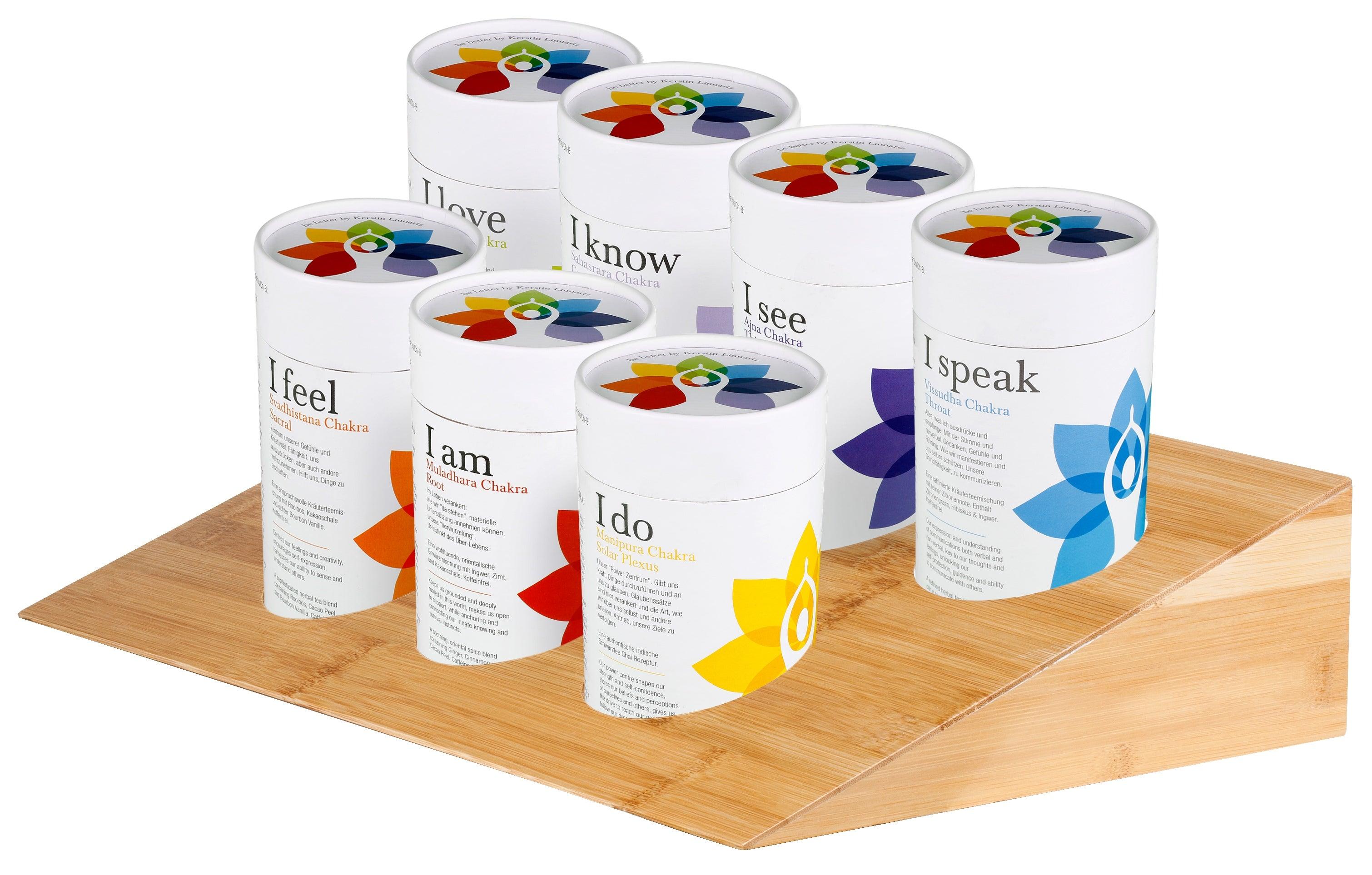 Bamboo Display 7 slots for 100g Cylinders - Solaris Tea