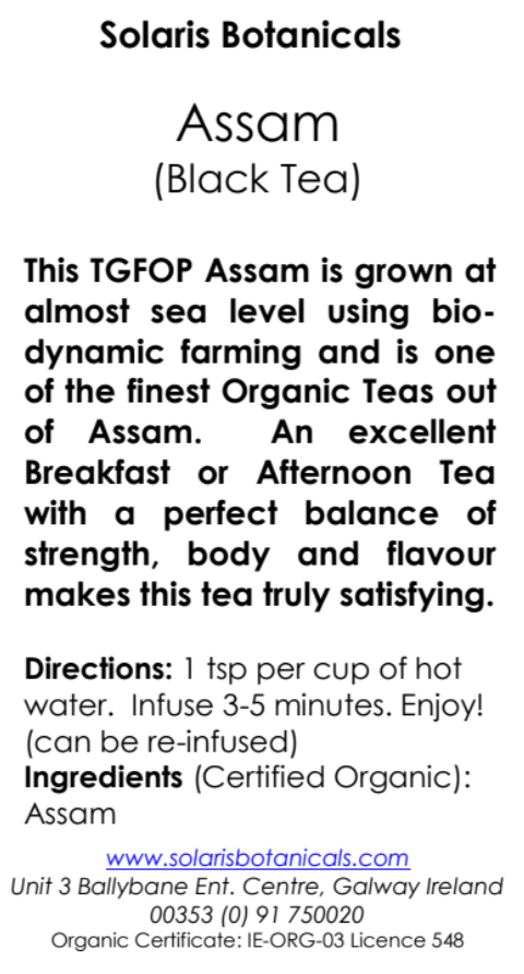 Assam Organic TGFOP1 100g - Solaris Tea