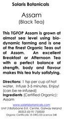 Assam Organic TGFOP1 100g - Solaris Tea